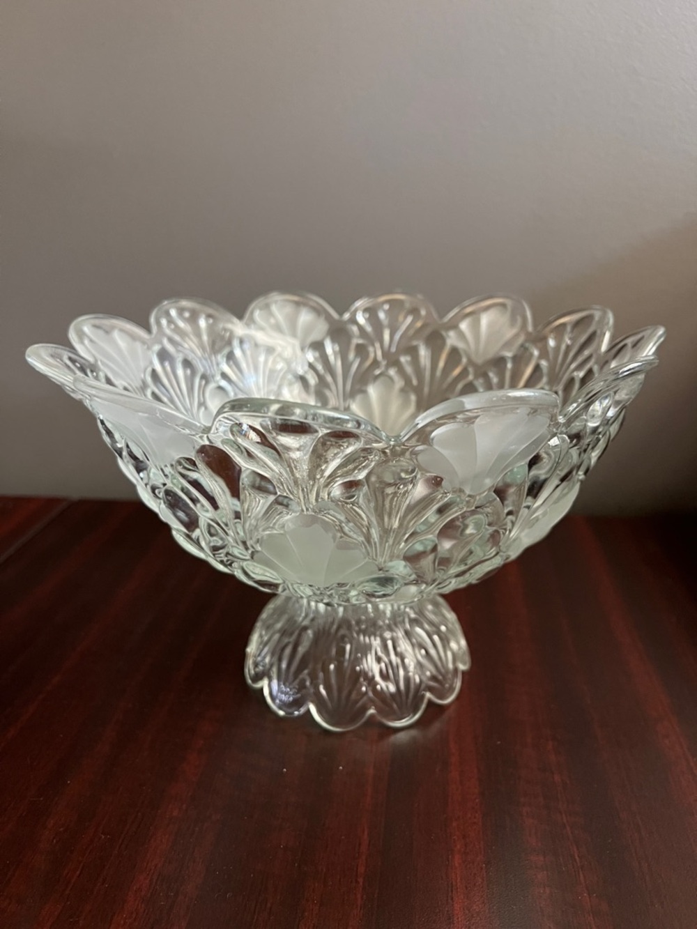 Pressed Glass Compote Bowl in Clear Glass